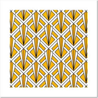 Art Deco Pattern no 87 - Yellow - Geometrical Pattern Posters and Art